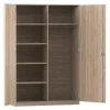 Flexeo Garderobenschrank mit einer Garderobe und 6 Fächern, Eiche natur, HxBxT: 190 x 126,4 x 60 cm, Dreholive