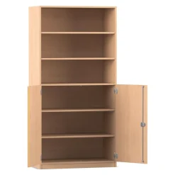 Flexeo® Halbtürenschrank, Buche hell mit 6 Fächern und 2 Halbtüren, HxBxT: 190 x 94,4 x 50 cm, Schloss