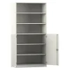 Flexeo® Halbtürenschrank, Dekor weiß, 6 Fächer, 2 Halbtüren, HxBxT: 190 x 94,4 x 60 cm, Bogengriff mit Schloss