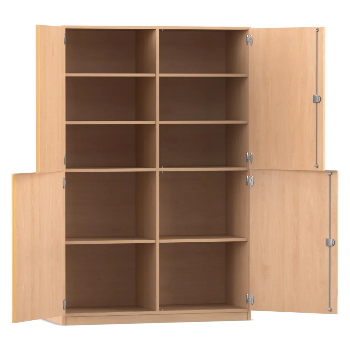 Flexeo® Halbtürenschrank mit 10 Fächern und 4 Halbtüren, Buche hell, Tiefe 60 cm