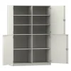 Flexeo Halbtürenschrank weiss, 4 Drehtüren, 8 Fachböden, HxBxT: 190 x 126,4 x 60 cm, Bogengriff mit Schloss