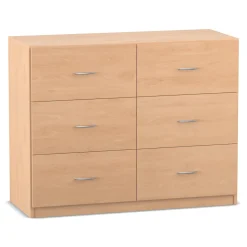 Flexeo Hängeregister-Schrank mit Sockel, Buche hell, 6 große Schubladen HxBxT: 99,1 x 126,4 x 60 cm