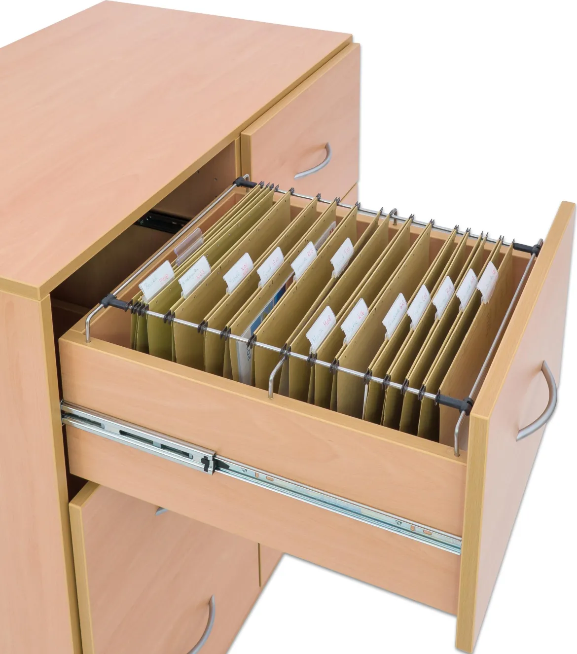 Flexeo Hängeregister-Schrank mit Sockel, Buche hell, 6 große Schubladen HxBxT: 99,1 x 126,4 x 60 cm