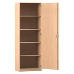 Flexeo Hochschrank Buche hell, 1 Drehtür, 4 Fachböden 190 x 64,1 cm, Türanschlag rechts, 50 cm tief