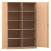 Flexeo® Hochschrank Buche hell, 10 Fächer, 2 Türen, HxBxT: 190x126,4x50 cm, Bogengriff mit Schloss