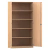 Flexeo® Hochschrank, Buche hell, 5 Fächer, 2 Türen, Tiefe 40 cm, Bogengriff mit Schloss