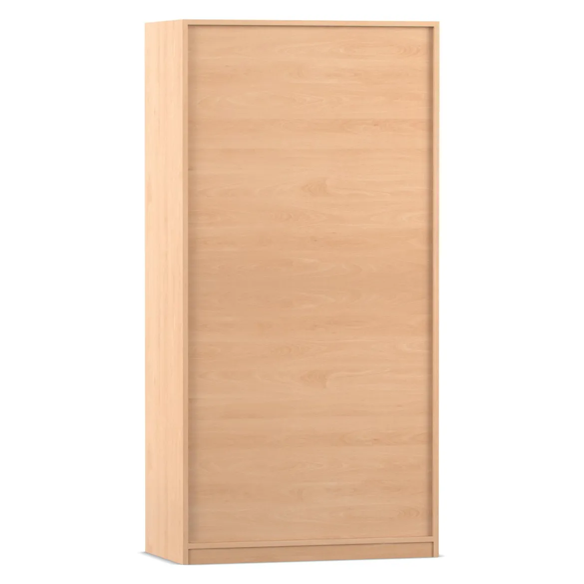Flexeo Hochschrank Buche hell mit 3 großen Fächern, 12 großen Boxen grün, Bogengriff mit Schloss, Tiefe: 50 cm