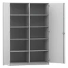 Flexeo Hochschrank grau 10 Fächer, 2 Türen, HxBxT: 190x126,4x50 cm, Bogengriff mit Schloss