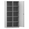 Flexeo Hochschrank grau, Mittelwand, 2 Türen, HxBxT: 190 x 94,4 x 50 cm, Bogengriff mit Schloss