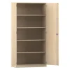Flexeo Hochschrank mit Drehtüren, Ahorn honig, 4 Fachböden, HxBxT: 94,4 x 190 x 60 cm, Schloss