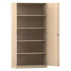 Flexeo Hochschrank mit Drehtüren, Ahorn honig, 4 Fachböden, HxBxT: 94,4 x 190 x 60 cm, Dreholive