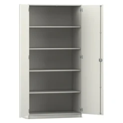 Flexeo Hochschrank mit 5 großen Fächern, 2 Türen, weiß, HxBxT 94,4 x 190 x 50 cm, Dreholive