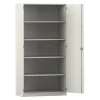 Flexeo Hochschrank mit 5 großen Fächern und Türen, weiß, HxBxT 94,4 x 190 x 50 cm, Bogengriff mit Schloss