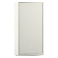 Flexeo Hochschrank mit 5 großen Fächern und Türen, weiß, HxBxT 94,4 x 190 x 50 cm, Bogengriff mit Schloss
