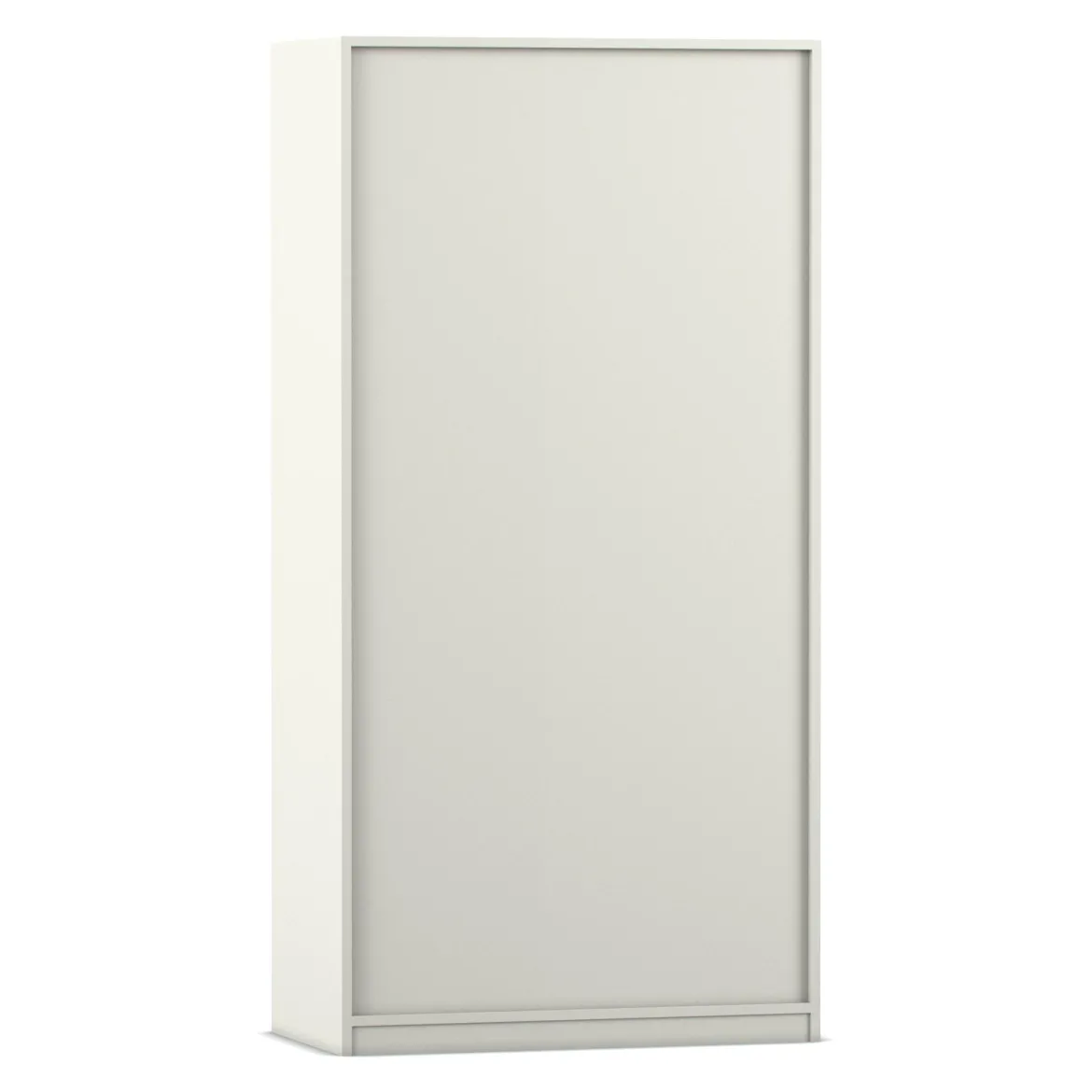 Flexeo Hochschrank mit 5 großen Fächern und Türen, weiß, HxBxT 94,4 x 190 x 50 cm, Bogengriff mit Schloss