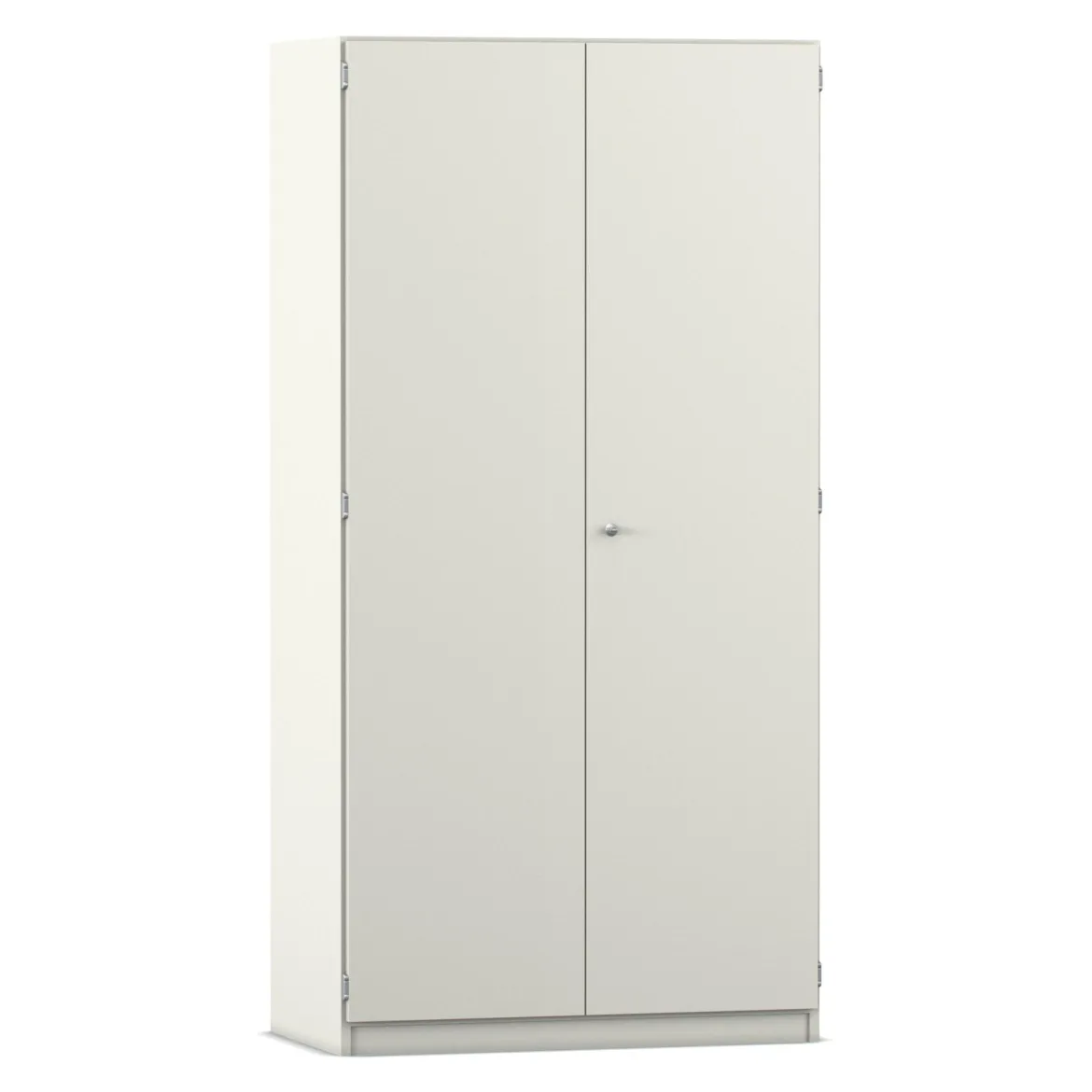 Flexeo Hochschrank mit 5 großen Fächern und Türen, weiß, HxBxT 94,4 x 190 x 50 cm, Bogengriff mit Schloss