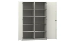 Flexeo Hochschrank weiß 10 Fächer, 2 Türen, HxBxT: 190x126,4x50 cm, Bogengriff mit Schloss