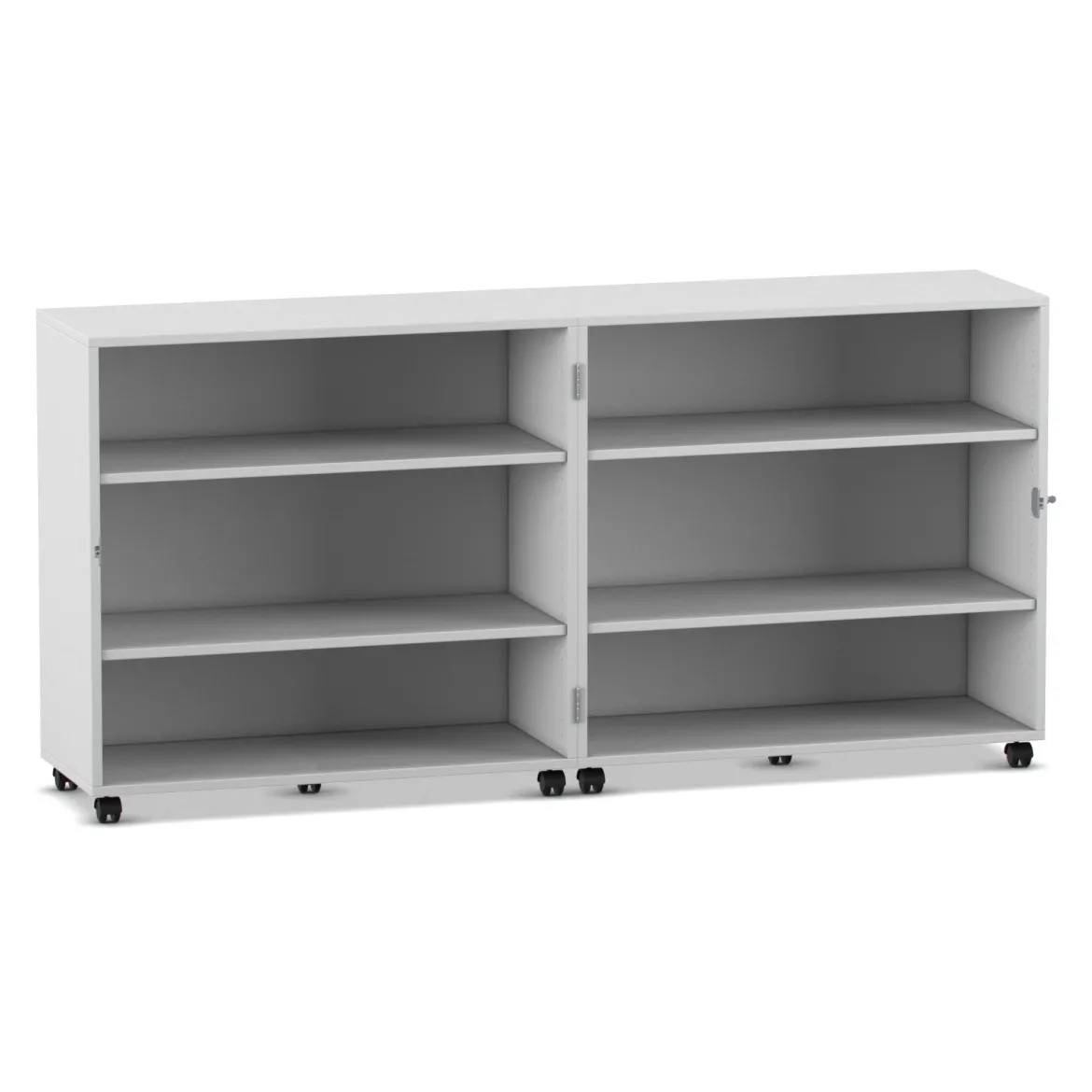 Flexeo® Klapp-Wagen, grau, fahrbar, 4 Fachböden. HxBxT 92,3x94,7x81,6 cm