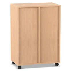 Flexeo® Materialregal Buche hell, 92,3x66,5x40,8, 2 Reihen, 16 kleine Boxen blau, Sockel