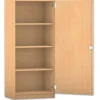 Flexeo mittelhoher Schrank, 4 Fächer, Türanschlag rechts, Bogengriff mit Schloss, HxBxT: 143,9 x 64,1 x 40 cm