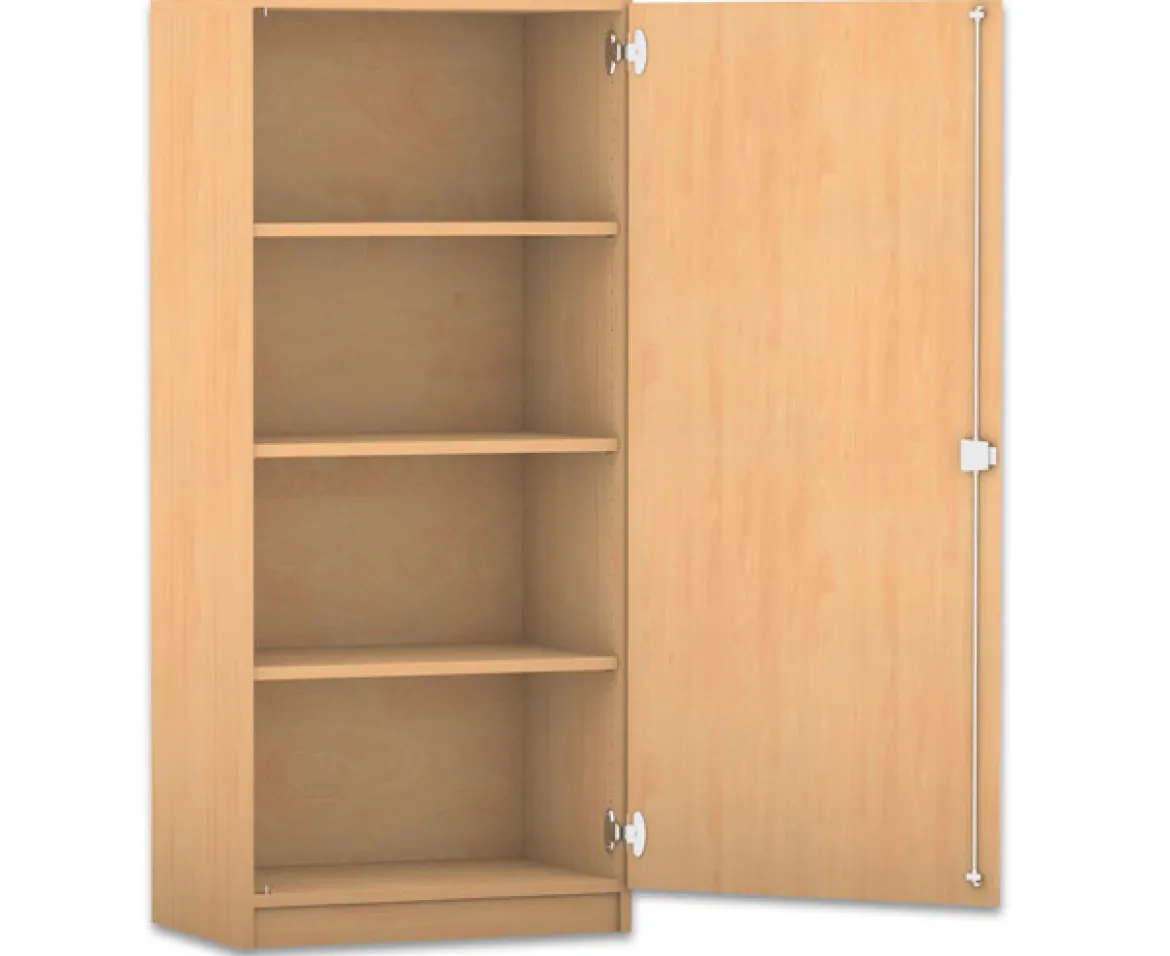 Flexeo mittelhoher Schrank, 4 Fächer, Türanschlag rechts, Bogengriff mit Schloss, HxBxT: 143,9 x 64,1 x 40 cm