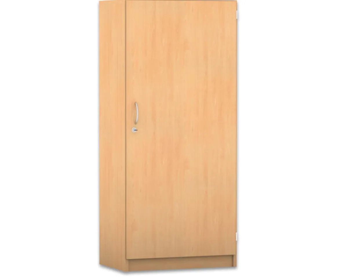 Flexeo mittelhoher Schrank, 4 Fächer, Türanschlag rechts, Bogengriff mit Schloss, HxBxT: 143,9 x 64,1 x 40 cm