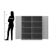 Flexeo® mittelhoher Schrank grau mit 3 Fachböden, HxBxT: 143,9 x 126,4 cm x 50 cm, Bogengriff mit Schloss