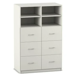 Flexeo® mittelhoher Schrank weiß, 6 große Schubladen, 4 Fächer 143,9 x 94,4 x 60 cm