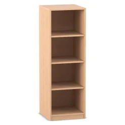 Flexeo mittelhohes Regal, Buche hell, HxBxT: 143,9x48,1x38 cm, 3 Fachböden, Sockel