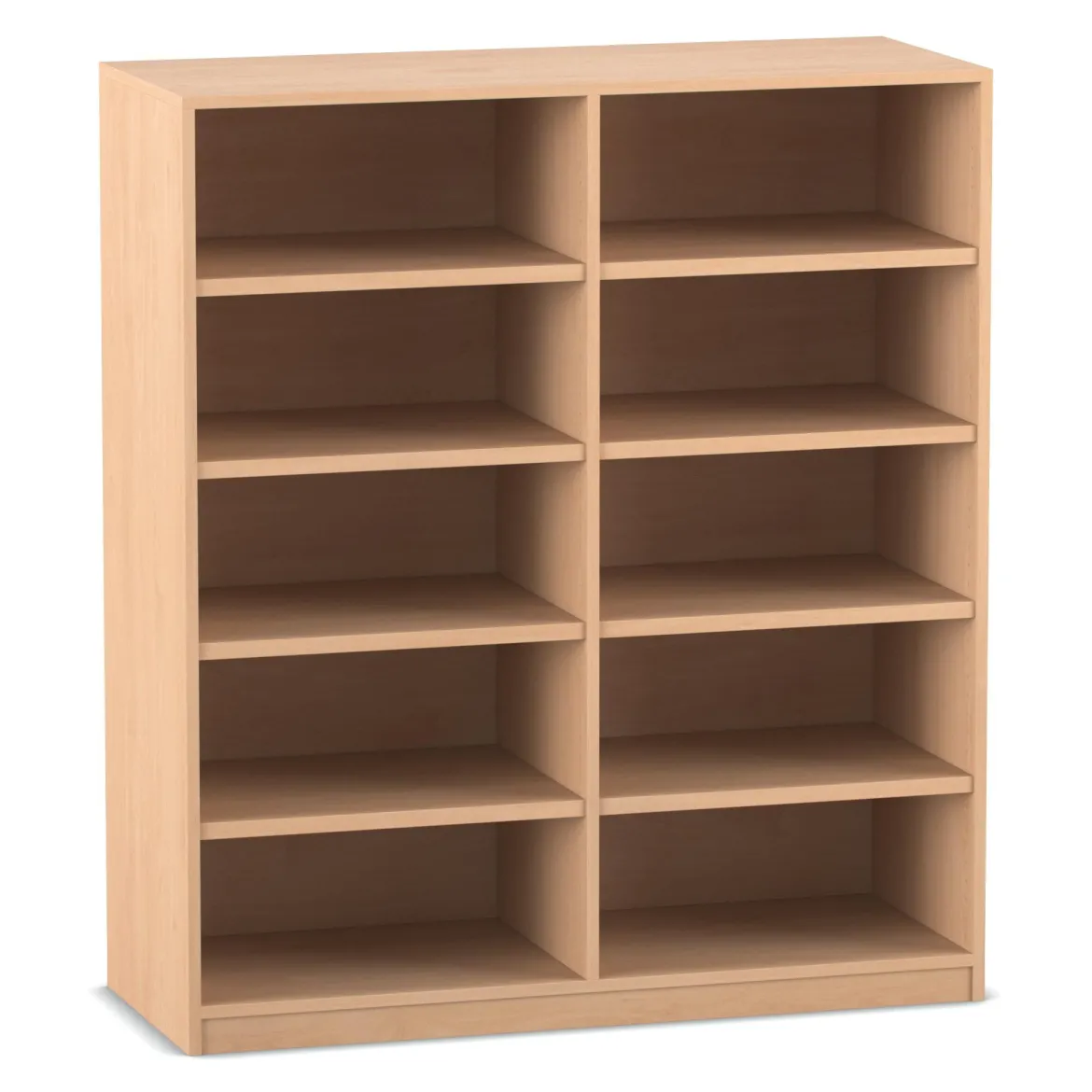 Flexeo mittelhohes Regal Herkules, Buche hell, HxBxT: 143,9x126,4x48 cm mit Sockel