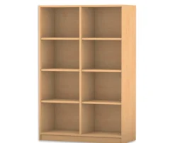 Flexeo Mittelhohes Regal mit 8 Fächern, Dekor Buche hell, 38 cm tief