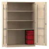 Flexeo Musikschrank, Ahorn honig, 4 Boxen rot, HxBxT: 190 x 126,4 x 60 cm, Schloss