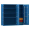 Flexeo® Musikschrank blau, 6 große Boxen bunt, Breite 190,5 cm, Bogengriff mit Schloss
