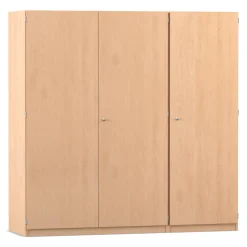 Flexeo® Musikschrank, Buche hell, 6 große Boxen bunt, Breite 190,5 cm, Schloss