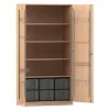 Flexeo Musikschrank, Buche hell, 6 große transparente Boxen HxBxT: 190 x 94,4 x 60 cm