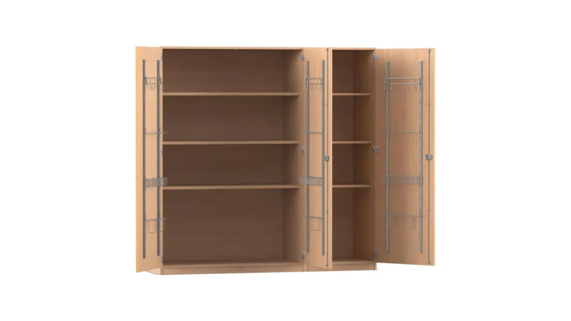 Flexeo Musikschrank, Buche hell, HxBxT 190 x 190,5 x 60 cm, Bogengriff mit Schloss