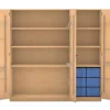 Flexeo Musikschrank, Buche hell mit 6 großen Boxen blau, Schloss, (H x B x T): 190 x 190,5 x 60 cm