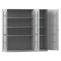 Flexeo Musikschrank, Dekor grau, HxBxT 190 x 190,5 x 60 cm, Bogengriff mit Schloss