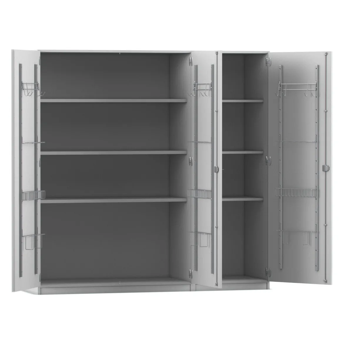 Flexeo Musikschrank, Dekor grau, HxBxT 190 x 190,5 x 60 cm, Bogengriff mit Schloss