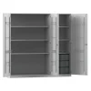 Flexeo Musikschrank grau, HxBxT: 190 x 190,5 x 60 cm, 6 große Boxen transparent, Bogengriff mit Schloss
