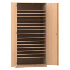 Flexeo Papierschrank Lars, Buche hell, 15 Fachböden, Bogengriff mit Schloss, H x B x T: 190 x 94,4 x 60 cm