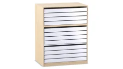 Flexeo® Papier- und Bilderschrank, Ahorn honig, 12 große Auszüge