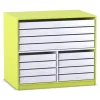 Flexeo® Papier- und Bilderschrank, apfelgrün, 4 große, 8 kleine Auszüge, HxBxT 99,1x115x78 cm