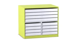 Flexeo® Papier- und Bilderschrank, apfelgrün, 4 große, 8 kleine Auszüge, HxBxT 99,1x115x78 cm