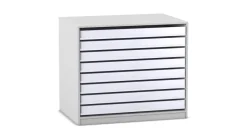 Flexeo® Papier- und Bilderschrank, grau, 8 große Auszüge, HxBxT: 99,1 x 115 x 78 cm