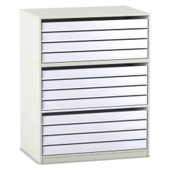 Flexeo® Papier- und Bilderschrank, weiß, 12 große Auszüge