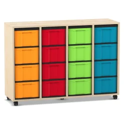 Flexeo Regal, Ahorn honig, HxBxT: 92,3 x 130,7 x 40,8 cm, 4 Reihen, 16 große Boxen, Sockel