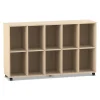 Flexeo® Regal, Ahorn honig, 5 Reihen, 10 Fächer, HxBxT: 98 x 162,8 x 40,8 cm, Rollen