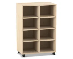 Flexeo® Regal Ahorn honig, 99,1x73,1x48 cm, 2 Reihen, 8 Fächer, Rollen