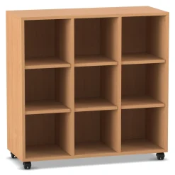 Flexeo® Regal, Buche dunkel, 3 Reihen, 9 Fächer, HxBxT: 98x140x40,8 cm, Sockel